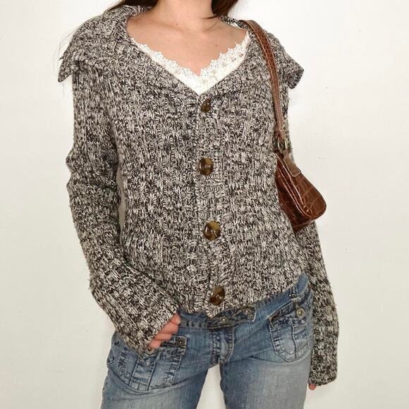 Y2k energie gray and black knit cardigan - Picture 3 of 7